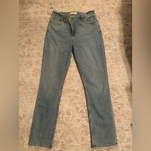 90s ultra high rise with offset button straight leg